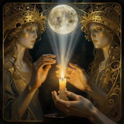 masterpiece of beautiful hands close to a candle in dark room,  cinematic, powerful, moon beams dramatic light, highly, intricate gold elements, hollow souls, detailed, digital painting, artstation, concept art, sharp focus, illustration, art by artgerm and greg rutkowski and alphonse mucha