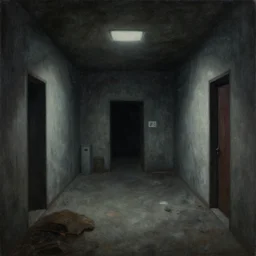 unnerving horror painting of liminal space, backrooms made by zdzislaw beksinski