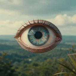 a floating eye at a landscape. craiglist photo, movie still, avengers