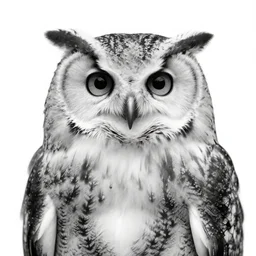 highly detailed beautiful black and white photography of a owl, white background, sharp focus, dynamic lighting, elegant harmony, beauty, masterpiece, by riccardo federici, by james jean, by craig mullins, by shinji tsuchimochi by makoto shinkai, by greg tocchini, illustration, pen,