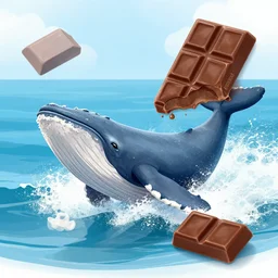 chocolate bar surfing on a whale in spaec