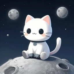 cute little robotcat sitting on the moon, fantasy, concept art, artstation, tyler edlin, feng zhu, laurel d austin, thomas karpi