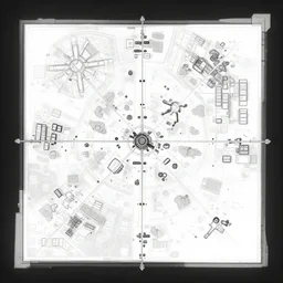 a black and white call of duty map. d & d battlemap. small dungeon. a few large rooms. clean design. high definition etching with complex details.