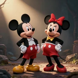 Mickey and Minnie Mouse as James Bond and his girlfriend