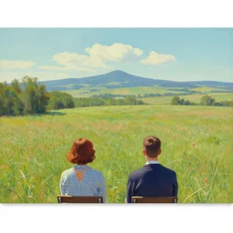 a beautiful scenic painting by artgerm and wlop and wes anderson and spike jonze, loving