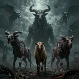 extinct animals in the sky, nightmare, hell, photograph, wild, highly detailed vfx, cinematic