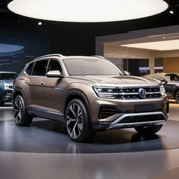 volkswagen atlas suv concept car by escher, epic, professional digital art, car showroom lighting, hd, digital art by escher