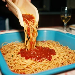 a pool filled with spaghetti, marinara sauce coming down a slide, party, canon 5 0 mm, cinematic lighting, photography, retro, film, kodachrome