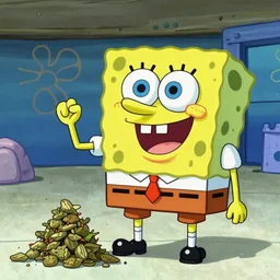 spongebob doing weed, photorealistic