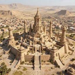 aerial view, in a symbolic and meaningful style, inca fantasy city with lots of people, octane render, roads and platforms