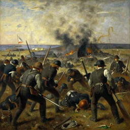 a scene from a battlefield, painting by otto dix, k