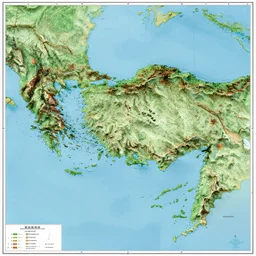 detailed topography map of a whole island