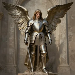 arch angel in ancient armor concept, beksinski