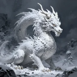 mysterious snow dragon, concept art by Greg Rutkowski, artstation, cgsociety