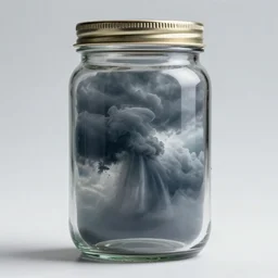 A photo of a storm inside a jar, studio photo, highly detailed,studio lighting