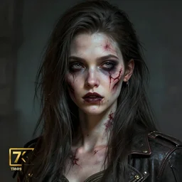 portrait of young samantha fox as a zombie with cuts on face, 7 days to die zombie, fine art, award winning, intricate, elegant, sharp focus, cinematic lighting, highly detailed, digital painting, 8 k concept art, art by guweiz and z. w. gu, masterpiece, trending on artstation, 8 k