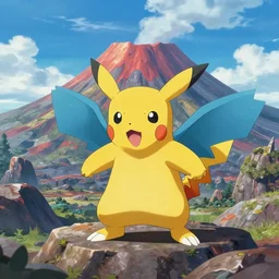 a new pokemon never seen before in a volcano landscape