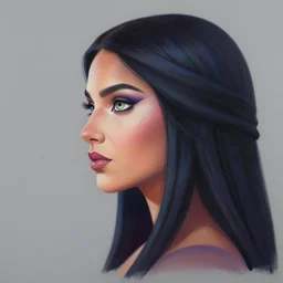 side profile centered painted portrait, Maya Ali as a storm sorcerer, colourful, pretty face, intricate eyes, beautiful, elegant, D&D, matte painting, Anime by Mucha and ilya kuvshinov and Cushart Krentz and Gilleard James, 4k, HDR, Trending on artstation, Behance, award winning