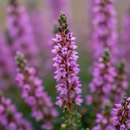 blossoming vibrant heather flowers, zoomed in macro by erin hanson