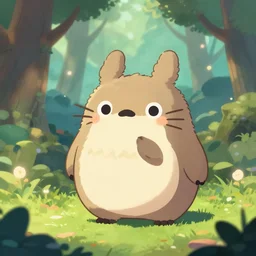 kawai, cute and fluffy creature in magical forest