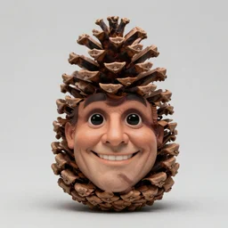 pine cone headed man with hard black eyes very happy, rule of thirds, super sharp, 4 k, ultra detailed, norman rockwell.