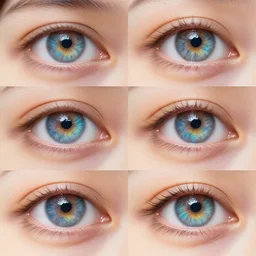 human eyes with beautiful irises, like rainbows