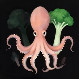 🦑 👁️ 🍄 , abstract art, surrealism, minimalism, not trending on artstation
