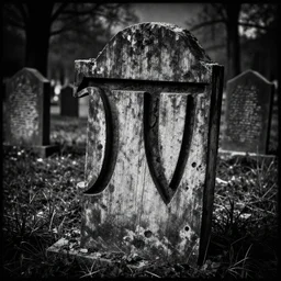 A grave yard, with wooden graves in the shape of the greek letter PSI. Faded Edges, Dark Fantasy, Film Noir, Black and White. High Contrast, Mike Mignola, D&D, OSR