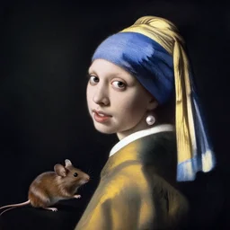 mouse with a pearl earring, painting by johannes vermeer
