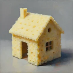 house shaped like a menger sponge. surrealistic painting.