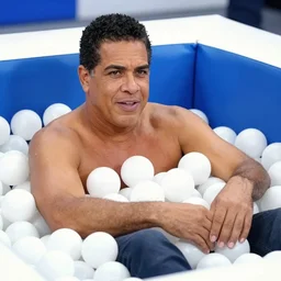 photo still of geraldo rivera in a ball pit!!!!!!!! at age 6 6 years old 6 6 years of age!!!!!!!! hiding from parents, 8 k, 8 5 mm f 1. 8, studio lighting, rim light, right side key light
