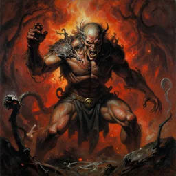 a painting of a brutal depiction of hell by james gurney