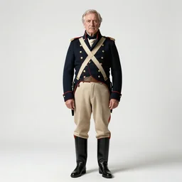 elderly civil war general, photorealistic portrait photography, full body, standing, isolated on a pure white background, centered, whole figure in frame, sharp focus, studio lighting