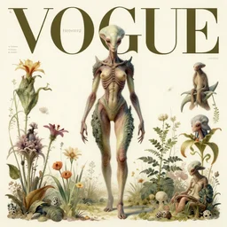 exquisite, imaginative alien creature poster art, humanoid, vogue, anthro, botanical illustration 8 k, octane render by lucusfilm weta studio tom bagshaw james jean frank frazetta, james gurney martine johanna and simon stalenhag and chie yoshii and casey weldon