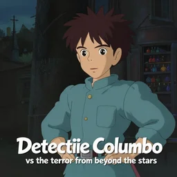 still image from the new studio ghibli animated film'detective columbo vs the terror from beyond the stars'