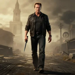 arnold schwarzenegger walking dead telltale, telltale games style, symmetric!!, 4 k full hd,