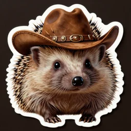 hedgehog cowboy close up portrait, high resolution quality extremely detailed 8k intricate sticker precise sharp color heavy texture painting by rembrandt
