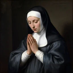 renaissance painting of a nun praying