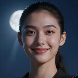 3 d, sci - fi, close - up, night, smiling fashion model face, moon rays, cinematic, clouds, vogue cover style, a man walks to the horizon, blue mood, realistic painting, intricate oil painting, high detail illustration, figurative art, multiple exposure, poster art, 3 d, by tooth wu and wlop and beeple and greg rutkowski