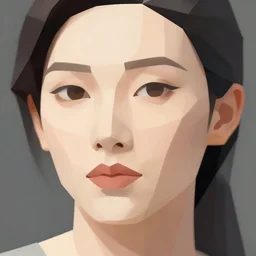 of woman face, low poly style,
