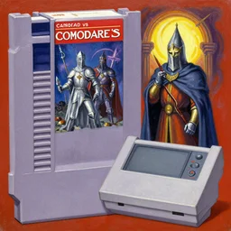 1 9 7 9 retro fantasy box art nes. commodore 6 4. knight vs wizard. a 2 4. artgerm. coherent. keith parkinson. oil on canvas