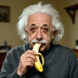 photo of einstein eating a banana