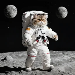 a beautiful picture of a persian cat as an astronaut walking on moon by steve ditko and greg rutkowski trending on artstation