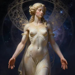 goddess of space and time, accurate anatomy, only two hands, highly detailed, digital painting, artstation, concept art, smooth, sharp focus, illustration, Unreal Engine 5, 8K, art by artgerm and greg rutkowski and alphonse Mucha