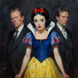 snow white, post punk, oil painting, darkness, paint texture, digital painting, highly detailed, artstation, sharp focus, illustration, concept art, ruan jia, charlie bowater, tom bagshaw, norman rockwell