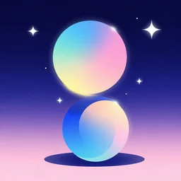 a ball is falling and aboutto meet another ball, beautiful gradient colors, twinkling stars in the background, geometric style illustration
