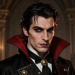 a super detailed headshot of a vampire alchemist male in his 3 0's, epic character art, volumetric lighting, art by tim hildebrandt, gerald brom, frank frazetta