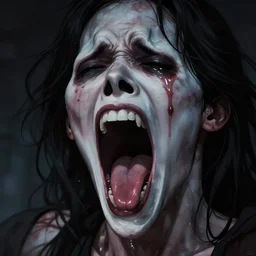 scream, pain, eyes closed in tears, digital art, artstation, powerful