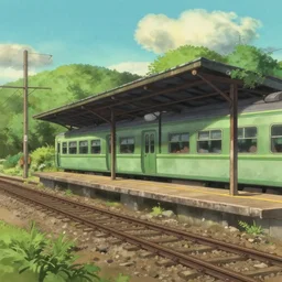 lost train station, anime style, studio ghibli