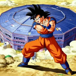 goku fighting the pentagon, realistic